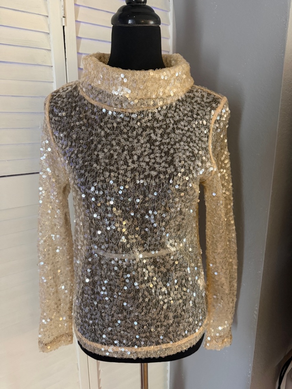 Anthropologie Sunday in Brooklyn Champagne Sequin Sheer Pullover